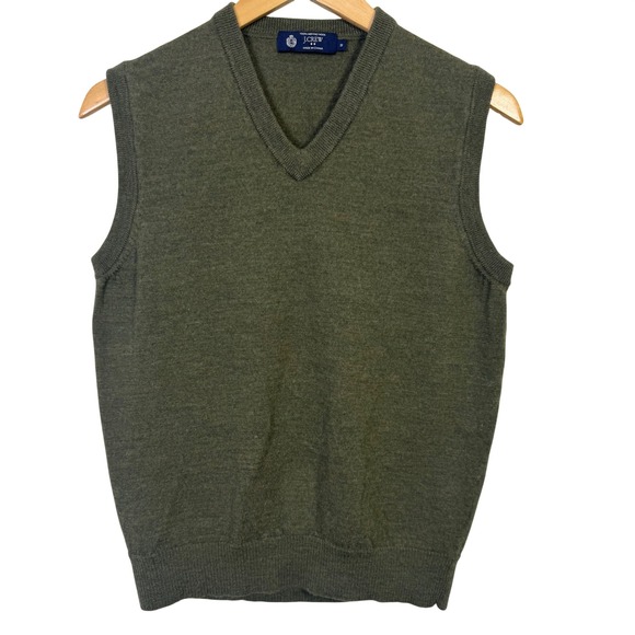 J. Crew Other - J. Crew Mens Sweater Vest Medium Merino Wool Olive Green V Neck‎ *Flaw